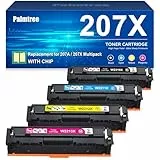 Palmtree 207X Mit Chip Toner Kompatibel für HP 207X 207A Schwarz für HP Color LaserJet Pro MFP M283fdw Toner für Color LaserJet Pro M255dw M282nw M283fdn M255nw M283 M282 M255 W2210A W2210X -4 Pack