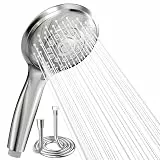 VEHHE Duschkopf mit Schlauch, Duschbrause mit Schlauch 1,5m, Regendusche Handbrause mit Selbstreinigender Silikonauslauf, Brausekopf Dusche Chrom