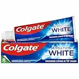 Colgate Zahnpasta Sensation White 12x75 ml – zahnschmelzschonende Entfernung von Oberflächenverfärbungen –Zahnaufhellung für anhaltend weiße Zähne