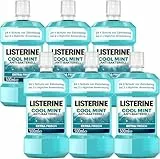 LISTERINE Cool Mint 6 x 500 ml, antibakterielle Mundspülung mit ätherischen Ölen und Minzgeschmack, Mundwasser bekämpft wirksam Bakterien im Mundraum, optimale Ergänzung zur täglichen Zahnpflege