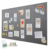 Große Filz Pinnwand Selbstklebend,60x40cm Filzboard Memotafeln mit 35 Pinnnadeln,pinwand filz Memo Boards Bulletin Board Wanddekoration vision board für Büro Küche,Fotos Memos,Grau