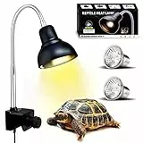 PewinGo Schildkröte Wärmelampe, Wärmespotlampe für Aquarium Reptil mit 2 UVA UVB Basking Spot Glühbirnen und 360°Schwenkklemme für Schildkröte, Schlange, Eidechse usw, Orangefarbenes Licht