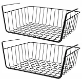 Unterregal Aufbewahrungskorb, 2 Stück Hängekorb Metall Hängekorb Regal Unter Schrank Hängekorb Metall Korb-Organizer Regaleinhängekorb für Küche, Büro, Speisekammer, Bad, Schrank (Hängekorb-Schwarz)