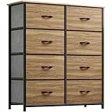 YITAHOME Kommode, Schrank, Aufbewahrungsschrank, 8 Schubladen aus Stoff mit Griffen, Aufbewahrungskommode, Rohholzmaserung