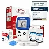 sinocare Blutzuckermessgerät, Zuckermessgerät mit Blutzuckerteststreifen 50, Schmerzfrei & Schnell, Wenig Probenvolumen- mg/dL (Safe-Accu2 Blutzuckermessgerät 50 Set)