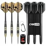 CyeeLife Dartpfeile mit Metallspitze,24g Professionelle Darts Messing Barrels Stahlspitze,Steel Darts Set mit 2 in 1 Dart Flights,Dart Sharpener und Dart Case für Klassische Dartboards