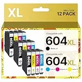 HALLOLUX 604 Patronen 604XL Multipack Kompatibel für Epson 604 Patronen 604 XL für Epson XP 3200 Druckerpatronen für XP 2205 XP 4200 XP 3205 XP 4205 Workforce WF 2930 WF 2935 WF 2910 (12er-Pack)