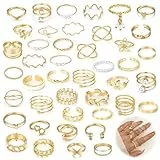 agogue 43 PCS Verstellbare Ring Gold Set, Schmuck Gold Rings Daumenringe Wasserfest Goldene Ringe Damenringe Set, Daumenring für Frauen Mädchen Modeschmuck