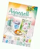 folia 48749 - Motivblock Aquarell, 20 Blatt, ca. 24 x 34 cm, 270 g/qm, sortiert in 20 verschiedenen Motiven - zum Basteln und kreativen Gestalten von Karten, Fensterbildern und für Scrapbooking