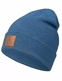 Occulto Leatherpatch Winter Mütze Beanie Navy