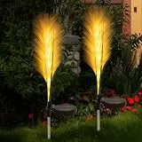 A.bigwhale Solarleuchten für Außen Garten, 2 Stück Solar Gartenleuchte Warmweiß, Wasserdichte Solarlampe für Außen Schilf Solarleuchte für Garten Rasen Terrasse Hof Außenbereich