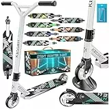 KESSER® Stunt Scooter X-Limit - 360° Lenkung Robuster Funscooter Stuntscooter mit ABEC 9 Kugellagern, 100 mm PU Räder, Kickscooter Tretroller Cityroller Trick Roller für Kinder Erwachsene, Weiß
