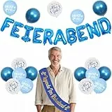 Jollyboom Ruhestand Deko Blau, Rente Deko Feierabend Luftballons Girlande Legende I'm Ruhestand Schärpe Blau Weiß Endlich Frei Alles Gute Zum Ballons für Männer Abschiedsfeier