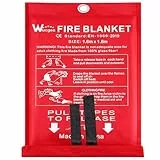 Löschdecke 160x180 für küche - Feuerlöschdecke DIN EN 1869:2019 Sicherheit Glasfaser Brandschutzdecke für Fettbrände Auto Schule Kamin Grill Büro Garage Schweißen Lager