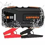 AsperX Starthilfe Powerbank (Bis Zu 10,0L Benzin oder 8,0L Diesel), 3000A Auto Starthilfe Powerbank für pkw 12V,IP64 Wasserdicht Jump Starter mit LED Taschenlampe, Kompass, für LKW UTV Van Motorrad