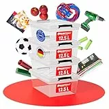 ATHLON TOOLS 4x 12.5 L Aufbewahrungsboxen mit Deckel, lebensmittelecht - Verschlussclips - 100% Neumaterial Plastik-Box transparent - Kleiderboxen stapelbar…