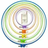 LAMXD 5 Größen,stickrahmen Kunststoff, buntes rundes Stickrahmen-Set,Embroidery Hoop,Kunststoff, Kreis, Kreuzstich, Ringe zum Basteln, Nähen, inklusive 16 Stück Nähnadeln mit goldenem Öhr