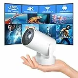 Salange Mini Beamer 4K Unterstützt,Smart Projektor 4K FHD 1080P Unterstützt Android 11.0,Beamer Handy Klein Outdoor 180° Drehbarer,5W Soundbass Lautsprecher,Auto Trapezkorrektur mit WiFi 6 BT5.4