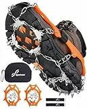 Sportneer Steigeisen Eisstollen Traktion, 28 Spikes Edelstahl Anti-Rutsch EIS Schnee Grips für Schuhe Stiefel, Sicherer Schutz für Gehen, Joggen, Angeln, Wandern