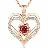 CDE Kette Damen Rosegold Herz Halskette Sterling Silber 925 Geburtsstein Halsketten für Frauen mit Anhänger Schmuck Valentinstag Geschenke für Sie Muttertag Geburtstag Weihnachten für Frauen Mama