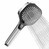 Cobbe Duschkopf mit Stoppfunktion, Duschkopf Wassersparend Duschbrause mit Wasserstop, Brausekopf Handbrause Dusche mit 3 Strahlarten, Chrom