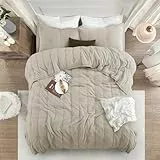 ANNA.Z HOME Bettwäsche-Set für King-Size-Bett, weicher Stoff, Daunenalternative Mikrofaserfüllung. Komplett bestickt. Maschinenwaschbar. Einfarbig (Federgrau, King-Set)