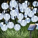 btfarm 15M 50LED Solar Lichterkette Aussen, LED Kristall Kugeln Solarlichterkette Außen Wetterfest IP65 Wasserdicht, 8 Modi Lichterketten Outdoor für Balkon Garten Party Weihnachten Deko,Kaltweiß