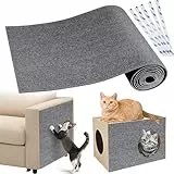 Gimars Selbstklebend Kratzmatte 200 × 40, mit Zusatz-Klebeband, DIY Kratzschutz Sofa Katze, Kratzbrett Katze, Katzen Kratzmatte, Kratzmatte für Wand & Möbel, Grau