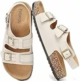 Jifenkla Pantoletten Sandalen Damen Mit Kork Fußbett Schlappen Sommer Verstellbaren Riemen Hausschuhe Sandalens Herren Rutschfest Latschen Gummisohle Bequeme Schuhe für Trekking Sandaletten