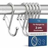 Blau Marité 6 Stück S Haken Groß für Stangen bis 3 cm Durchmesser – S Haken zum Einhängen Groß mit Sicherheitsschnalle – Haken für Kleiderstange & Garderobenstange – Metallhaken für Lagerung – Silber