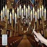 CJBIN 20 Stück Schwebende Kerzen mit Zauberstab, Flammenlose Hängende Kerzen, LED Fliegende kerzen Warmes Licht, Flying Candles Floating Batteriebetriebene für Halloween Weihnachten Party Deko