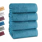 Montafox 4er Set Duschtücher 140 x 70 cm Flauschige Duschhandtücher 100% Baumwolle Saugfähig Kuschelig Weich Badetuch Duschtuch