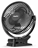 EasyAcc 10000mAh Clip Ventilator mit 37 Stunden Laufzeit - 20cm Camping mit Powerbank, 5 Geschwindigkeiten, LED Anzeige, 360° Haken für Camping, Growbox, Kinderwagen