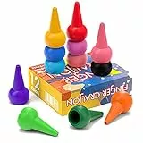 WATSABRO Kleinkinder Wachsmalstifte, 12 Farben Stapelbares Handflächengriff Wachsmalkreide, Wachsmalstifte Montessori Spielzeug für Baby Kleinkind und Kinder