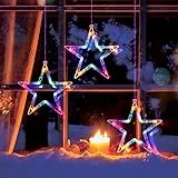 ELKTRY Weihnachtsdeko mit 3 Sterne, 30 LEDs Fensterdeko Stern mit Timer, Memory Funktion Innen Batterie Warmweiß und bunt Weihnachtsstern Beleuchtung Außen