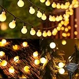 Solar Lichterkette Außen, 12M 100 Globe LED Solar Aussen Lichterkette Kugeln, 8 Modi IP65 Wasserdicht Warmweiß Deko Lichterkette für Draußen, Garten, Balkon, Bäume, Terrassen, Weihnachten, Party