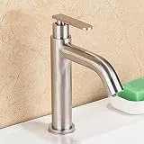 XANAYXWJ Wasserhahn Küchenarmatur Wasserhahn Waschtischarmatur Waschtischarmatur Badezimmer Einhebelmischer Chrom Kaltwasserhahn Waschbecken Außen, Badezimmer-Waschtischarmatur