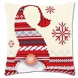 Vervaco Kreuzstich Stickpackungen Kissen Stickerei Set Anfänger Vorgedruckt Wichtel DIY Set Kreativ Set Für Erwachsene Dekoratives Kissen ca. 40 x 40 cm Bastelset Handwerker Haus Dekoration