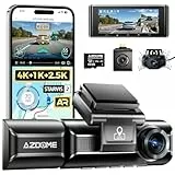 AZDOME 4K Dashcam Auto Vorne Hinten Innen, 3 Kanal 4K+1080P+2.5K Autokamera mit 64GB SD Karte, WiFi GPS, Dual STARVIS, IR Nachtsicht, WDR, 24H Parküberwachung, G-Sensor, M550 MAX
