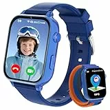 PTHTECHUS Smartwatch Kinder GPS und Telefon, 4G Uhr Kinder Smartwatch mit Videoanruf, Voice Chat, Schulmodus, WiFi, SOS, Spiele, Wecker, Schrittzähler, Kinderuhr für Mädchen Jungen 4-12 Jahren, Blau
