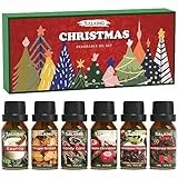 SALKING Weihnachten Ätherische Öle Set, 6x10mL 100% Bio Aromatherapie Duftöl GeschenkSet für Diffuser, Luftbefeuchter, Massage, Weihnachtskranz, Apfel Zimt, Lebkuchen, Zuckerstange, Pudding, Eierlikör