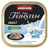 animonda vom Feinsten Katzenfutter nass Milkies Kaninchen in Sahnesauce (32 x 100g), getreidefreies Katzen Nassfutter ohne Zucker, mit frischen, fleischigen Zutaten