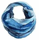 JameStyle26 Farbverlauf Seide Sommer Loop Verlauf Regenbogen Rainbow Silk Uni Rundschal Schlauchschal Stola Schal leicht (#2 Blau)