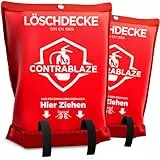Contrablaze - 2er Set Feuerlöschdecke 1x1m – Löschdecke für Küche & Haushalt – Feuerdecke für Notfälle, Brandschutzdecke EN Norm Zertifiziert, Notfalldecke für Zuhause und Auto - Fire Blanket