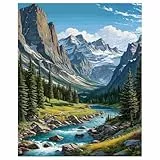 Malen Nach Zahlen Erwachsene Landschaft, Paint by Numbers Adult, Berge und Wasser Malen Nach Zahlen für Geschenk und Home Decor 40x50cm Rahmenlos