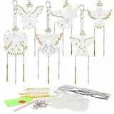 WEDNOK 6 Set Schutzengel Diamond Painting Windspiele Engel Bastelset Anhänger Glücksbringer Weihnachtsdeko Glücksengel zum Basteln für Kinder Weihnachten Weihnachtsbaum Fenster