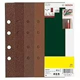 Bosch Home and Garden 25tlg. Schleifblatt-Set zur Spannbügelbefestigung, verschiedene Materialien für Schwingschleifer (Körnung 60/80/120/240, 8 Löcher) 2607019499