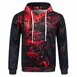 Loveternal Rot Wolf Kapuzenpullover 3D Druck Hoodie Long Sleeve Sweatshirt für Männer Frauen XL