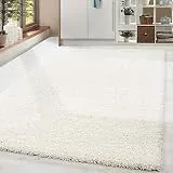 HomebyHome Shaggy Teppich 300x400 cm XXL für Wohnzimmer - Shaggy Teppich Hochflor Creme Extra Weich und Flauschig - Langflor Groß Teppiche für Schlafzimmer, Esszimmer, Küche, Flur - Carpet, Halı