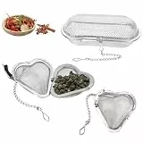 VGECEE 3 Stück Teesieb Edelstahl, Teeei für Losen Tee Tasse mit Kette Gewürzsieb Teekugel Tasse Tee Ei Sieb Gewürzkugel Teefilter Edelstahl Teebeutel Siebeinsatz,2 Größen, Ideal für Teekannen